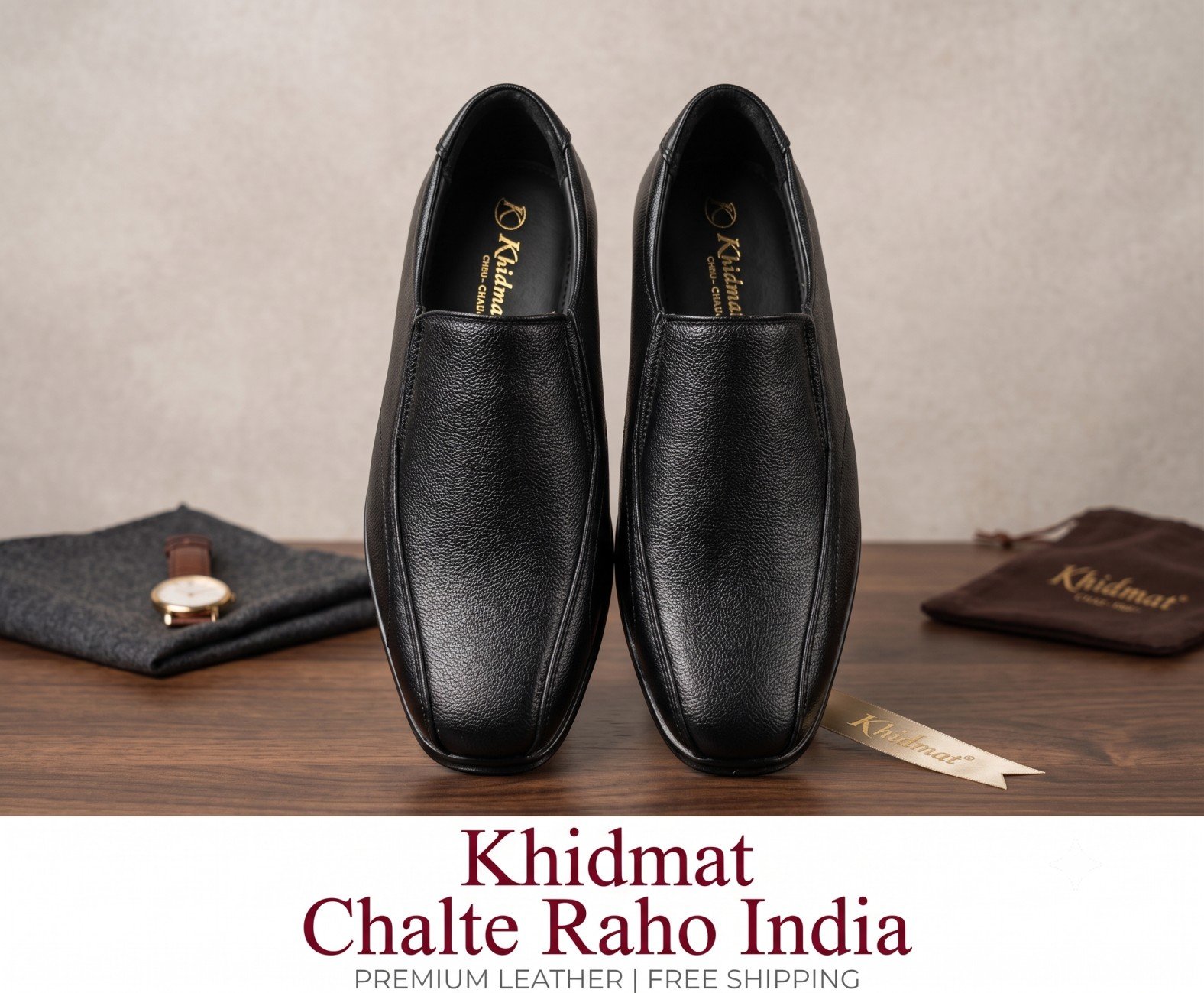 Khidmat Men's Premium Black Loafers – Classic & Comfortable